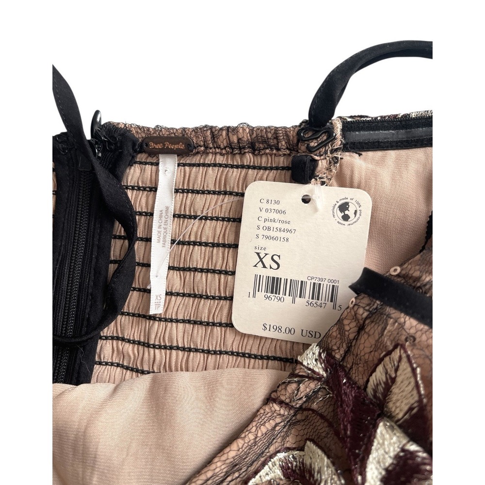 NWT $198 Free People Last Call Mini Dress Floral Sequin Lace Shimmer Party Sz XS - Picture 12 of 16